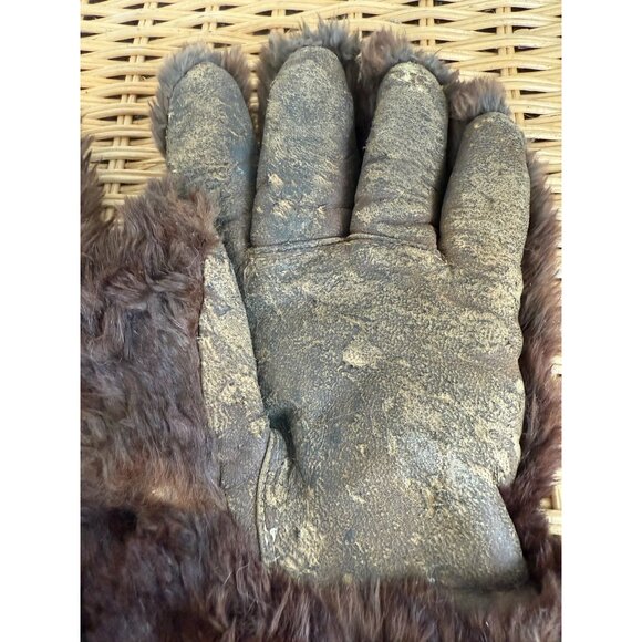 Antique 1880s Leather Beaver Fur Gauntlet Gloves Frontier Western Mountain Man - Picture 4 of 12